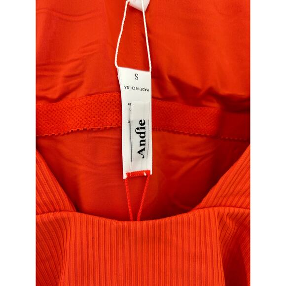 Andie Swim The Asbury Ribbed One Piece Swimsuit in Siren Orange S NWT - Picture 5 of 7